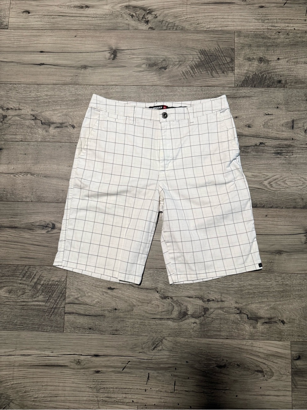 Quiksilver White Windowpane Plaid Shorts